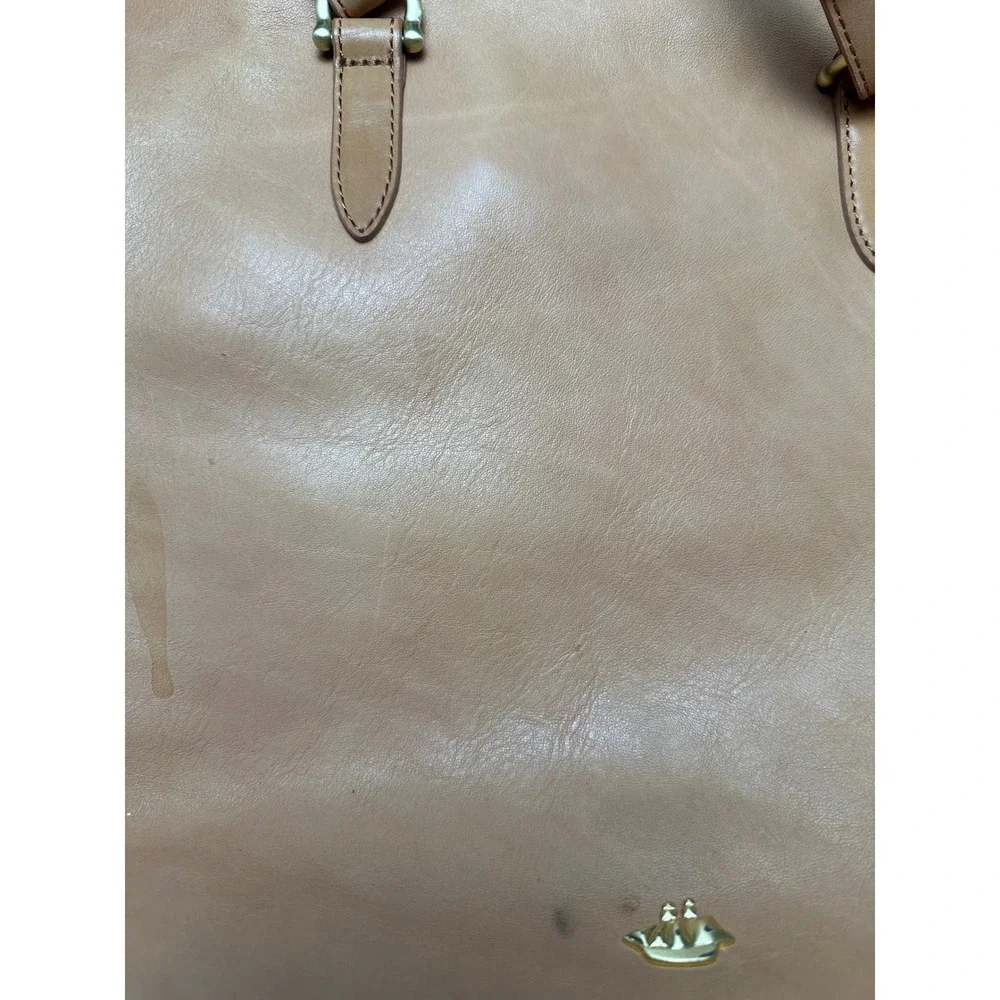 Brahmin Womens Delaney Tote Bag FLAWS Large Tan Charleston Leather Crossbody